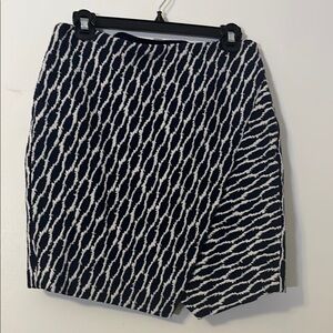 LOFT Navy and White Textured Pencil Skirt